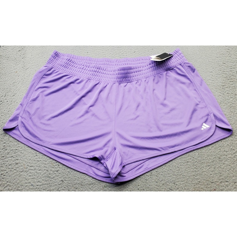 Adidas Pacer Essentials Shorts Womens 4X Purple High-Rise Dolphin Hem Athletic